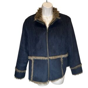 Vintage faux suede and faux fur jacket Penny lane women’s petite large